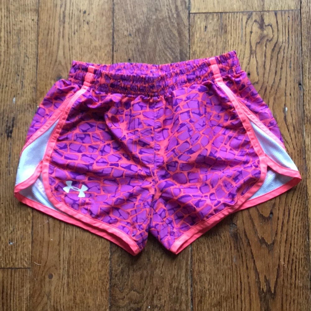 Under armor pink and purple shorts size small